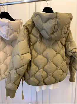 (Predpredaj) Biely kačica nadol 2021 zimné nové teplé krátky zips s kapucňou nadol bunda žena
